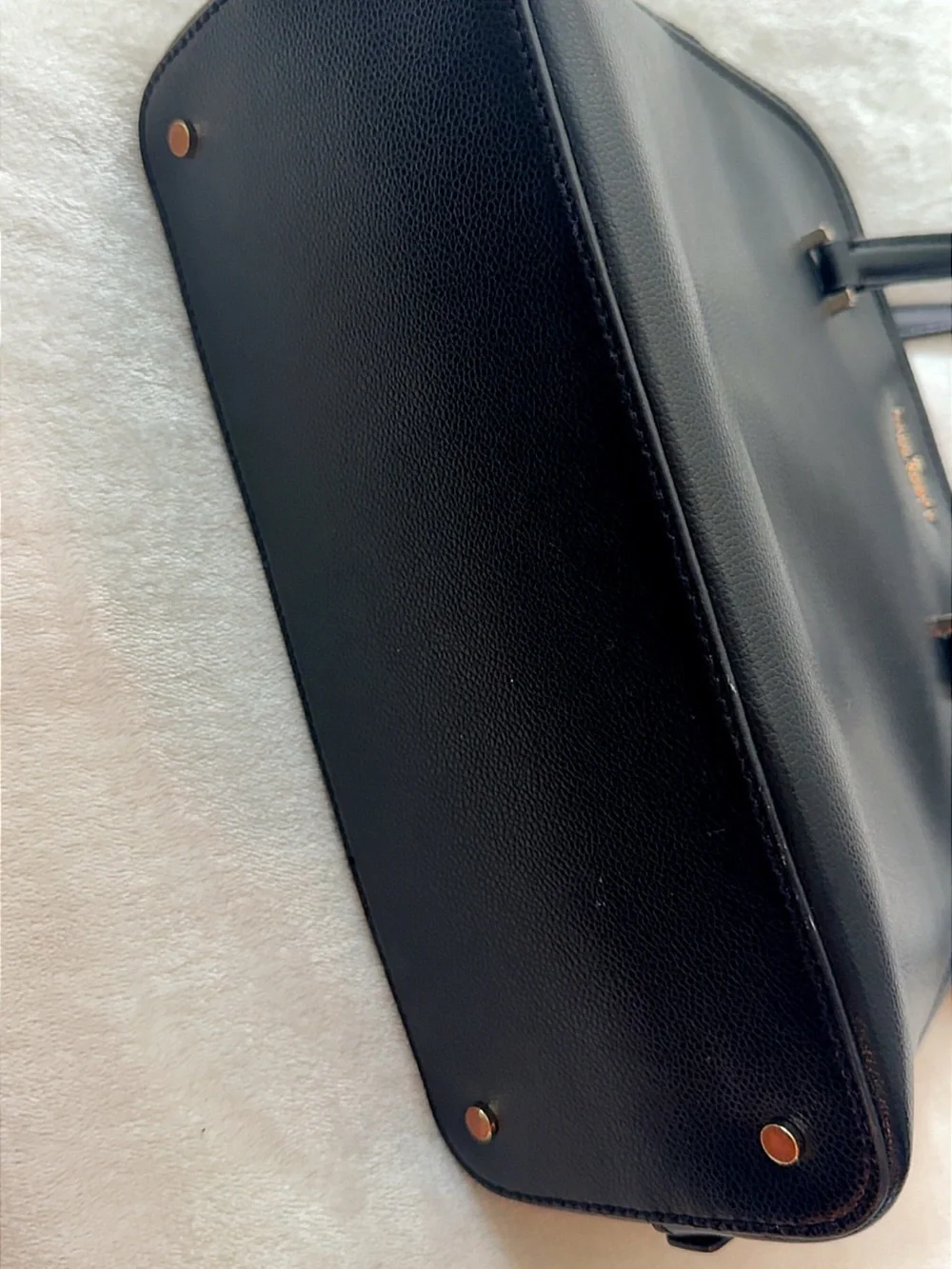 kate spade black leather dome tote with gold-tone accents
